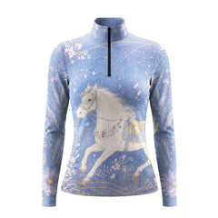 RIDER ATELIER Starry Sky Unicorn Print Long-Sleeve Quarter-Zip Riding Top