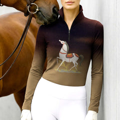 RIDER ATELIER Twilight Equestrian Horse Quarter-Zip Top