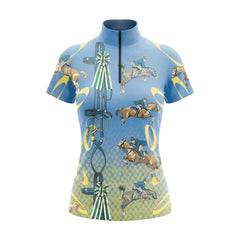 RIDER ATELIER show jumping champion short sleeve quarter-zip top on white background, front view