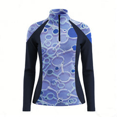 RIDER ATELIER snaffle bit color block quarter-zip top on white background, front view