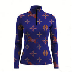 RIDER ATELIER southwestern quarter-zip top on white background, front view