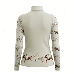 RIDER ATELIER watercolor show jumping quarter-zip top on white background, back view