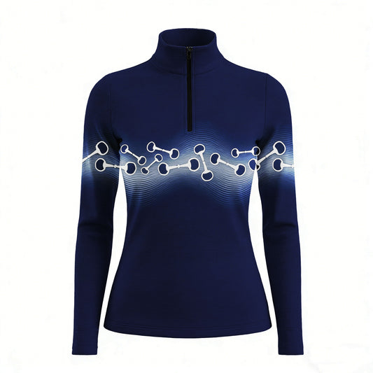 RIDER ATELIER wave snaffle bit quarter-zip top on white background, front view