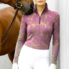RIDER ATELIER Spring Bloom / Summer Sky / Autumn Harvest/ Winter Forest Rearing Horse Equestrian Quarter-Zip Top