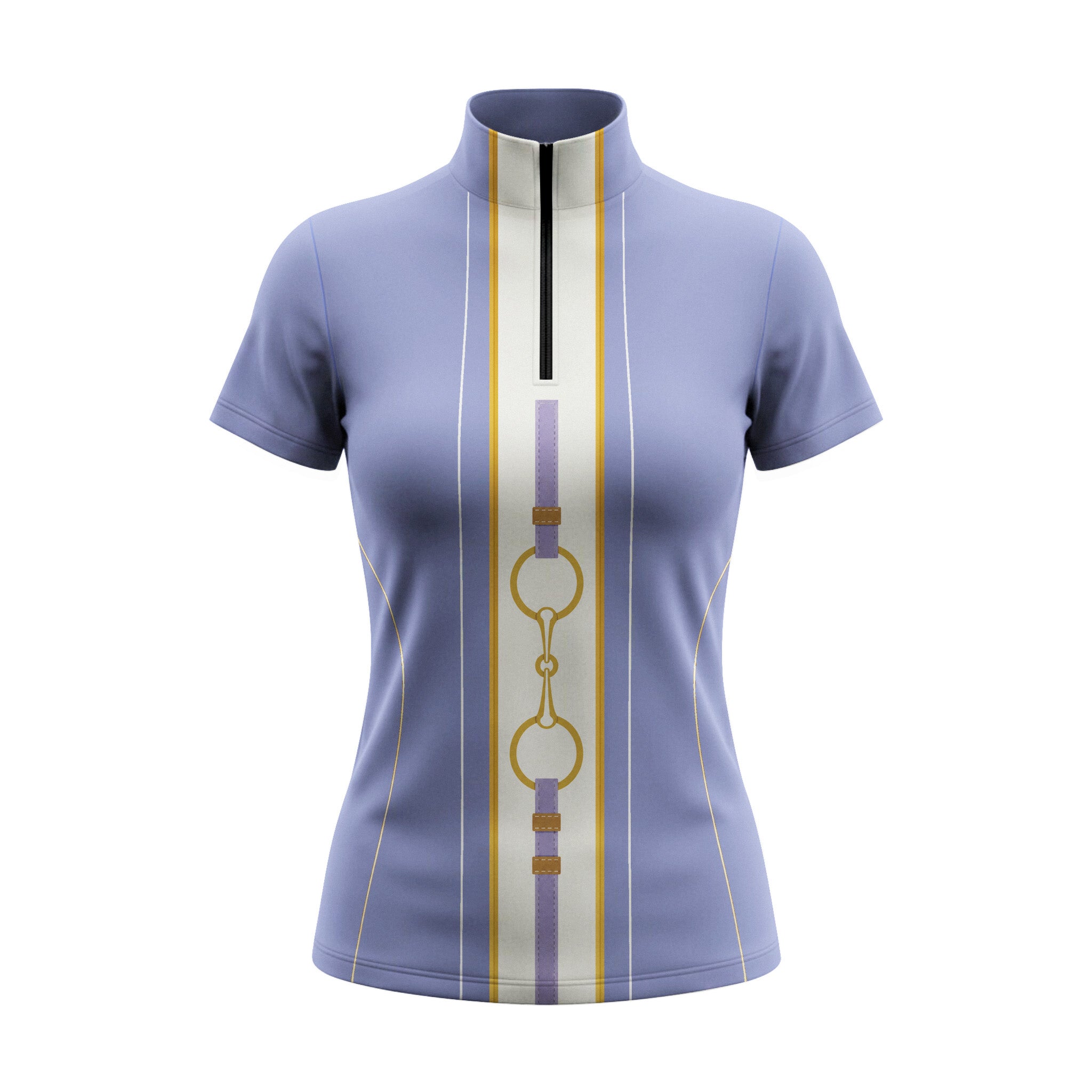 Light purple athletic shirt with decorative elements on a white background