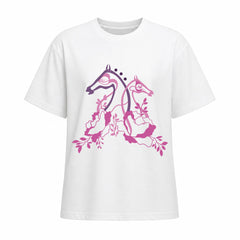 Rideratelier Floral Equine Silhouette Cotton T-Shirt in White