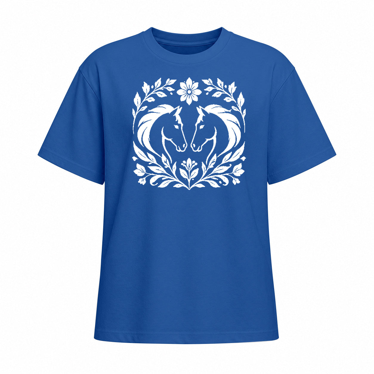 Rideratelier Floral Wreath Equine Cotton T-Shirt in Blue