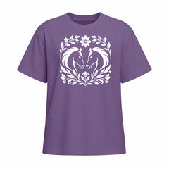 Rideratelier Floral Wreath Equine Cotton T-Shirt in Purple
