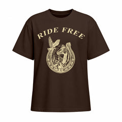 Rideratelier Ride Free Western Horseshoe Cotton T-Shirt in Brown