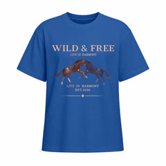 Rideratelier Wild & Free Equestrian Cotton T-Shirt in Blue