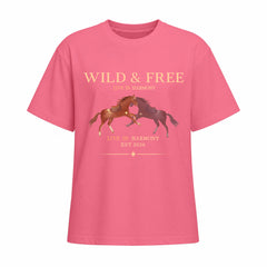Rideratelier Wild & Free Equestrian Cotton T-Shirt in Pink