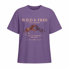 Rideratelier Wild & Free Equestrian Cotton T-Shirt in Purple