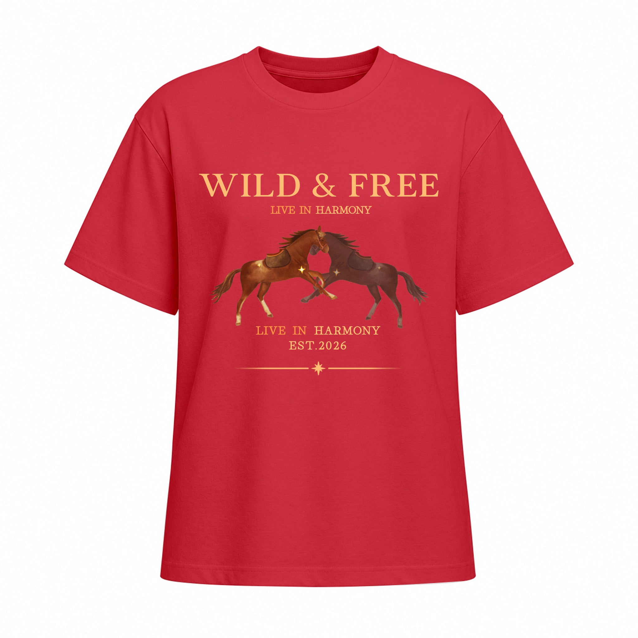 Rideratelier Wild & Free Equestrian Cotton T-Shirt in Red
