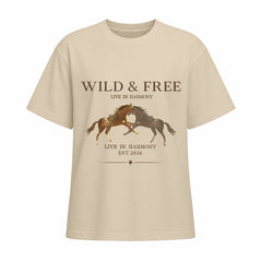 Rideratelier Wild & Free Equestrian Cotton T-Shirt in Beige