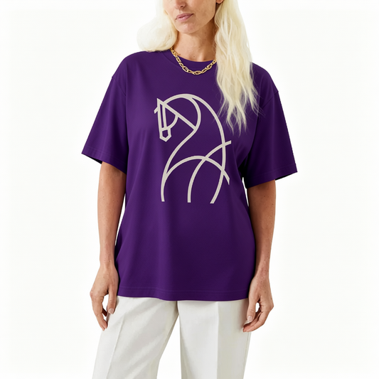 Black Minimal Line Art Horse Short Sleeve Equestrian T Shirt