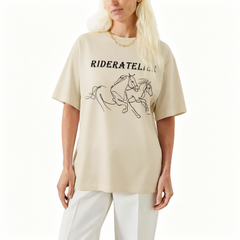 Rideratelier Signature Line Art Horse Cotton T-Shirt