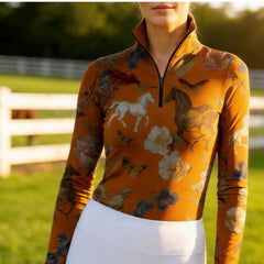RIDER ATELIER Wildflower Meadow Equestrian Quarter-Zip Top