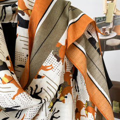 RIDER ATELIER Equestrian Print Lightweight Summer Silk Shawl