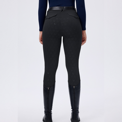 Horseshoe Silicone Grip High-Waist Equestrian Breeches with Decor Pockets