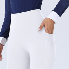 Women's High Waisted Winter Fleece Lined Riding Breeches, Dotted Full Seat Silicone Grip Equestrian Pants for Cold Weather