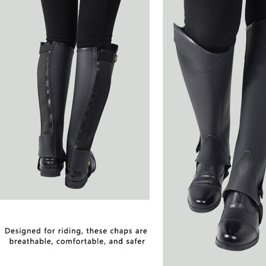 RIDER ATELIER Premium Microfiber Equestrian Half Chaps | Unisex Riding Chaps with Zipper Closure
