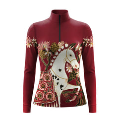 RIDER ATELIER Artisan Dala Horse Equestrian Quarter-Zip Top | Dusty Rose Riding Shirt