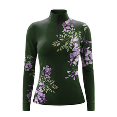 RIDER ATELIER Purple Wisteria Floral Print Long-Sleeve Quarter-Zip Riding Top