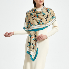 RIDER ATELIER Equestrian Print Lightweight Summer Silk Shawl