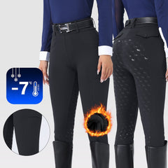 Women's Winter Fleece Lined Riding Breeches, Full Seat Silicone Grip Equestrian Pants for Cold Weather