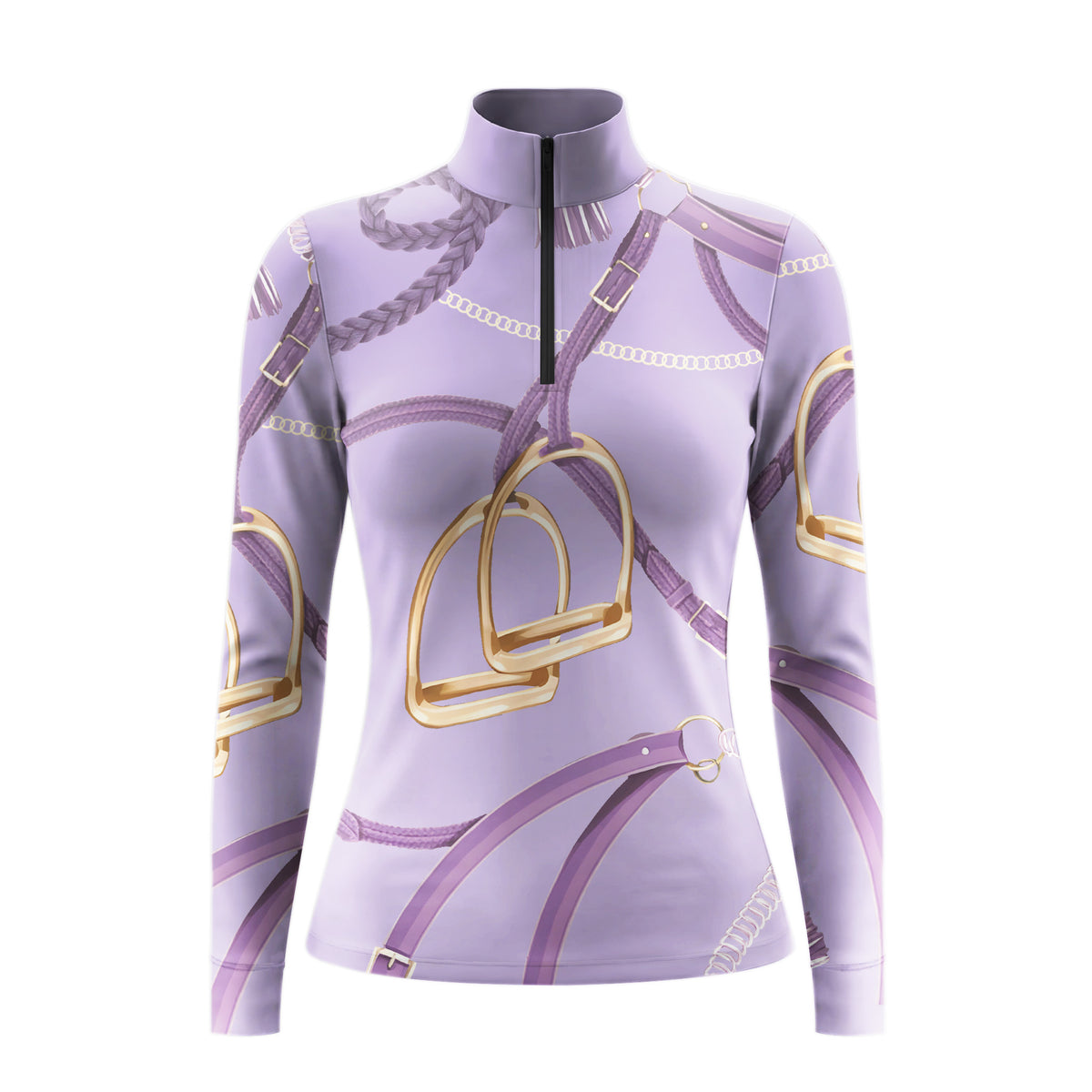 RIDER ATELIER Lavender Equestrian Stirrup & Bridle Equestrian Quarter-Zip Top | Lilac Riding Shirt