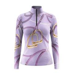 RIDER ATELIER Lavender Equestrian Stirrup & Bridle Equestrian Quarter-Zip Top | Lilac Riding Shirt