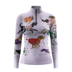 Off White Watercolor Multi Breed Dogs In Knit Sweaters Allover Print Long-Sleeve Quarter-Zip Riding Top