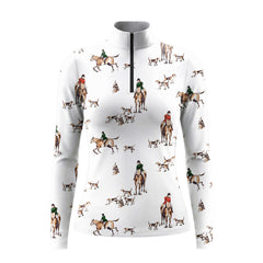 Fox Hunt Scene Art Print Long Sleeve Zip Top