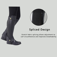 RIDER ATELIER Premium Microfiber Equestrian Half Chaps | Unisex Riding Chaps with Zipper Closure