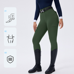 Dot Silicone Grip High-Waist Equestrian Breeches