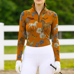 RIDER ATELIER Wildflower Meadow Equestrian Quarter-Zip Top