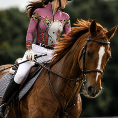 RIDER ATELIER Artisan Dala Horse Equestrian Quarter-Zip Top | Dusty Rose Riding Shirt