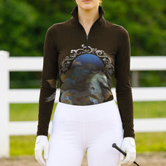 RIDER ATELIER Ornate Fantasy Horse Equestrian Quarter-Zip Top