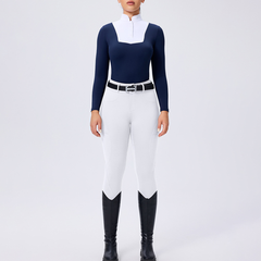 Horseshoe Silicone Grip High-Waist Equestrian Breeches with Decor Pockets