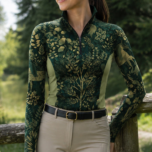 RIDER ATELIER Enchanted Forest Unicorn Quarter-Zip Top