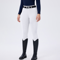 Horseshoe Silicone Grip High-Waist Equestrian Breeches with Decor Pockets