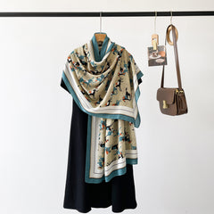 RIDER ATELIER Equestrian Print Lightweight Summer Silk Shawl