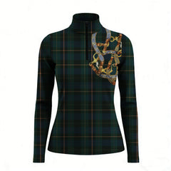 RIDER ATELIER Plaid Equestrian Snaffle Bit Equestrian Quarter-Zip Top | Green Plaid Riding Shirt
