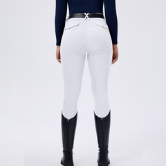 Horseshoe Silicone Grip High-Waist Equestrian Breeches with Decor Pockets