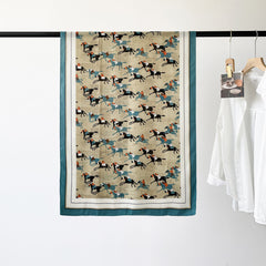 RIDER ATELIER Equestrian Print Lightweight Summer Silk Shawl