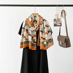 RIDER ATELIER Equestrian Print Lightweight Summer Silk Shawl