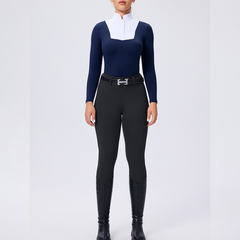 Horseshoe Silicone Grip High-Waist Equestrian Breeches with Decor Pockets