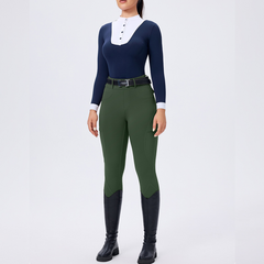 Dot Silicone Grip High-Waist Equestrian Breeches