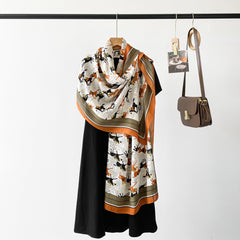 RIDER ATELIER Equestrian Print Lightweight Summer Silk Shawl