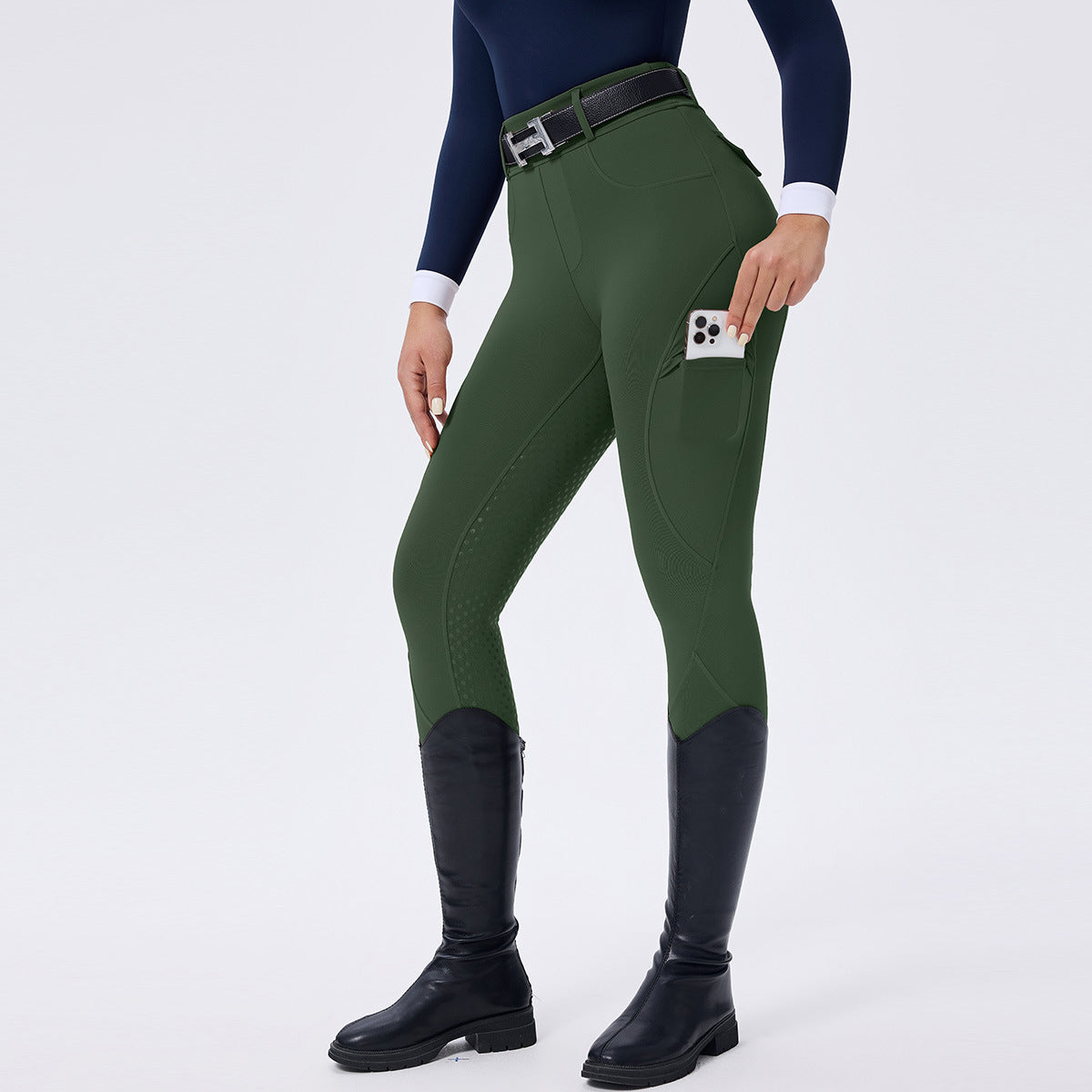 Dot Silicone Grip High-Waist Equestrian Breeches